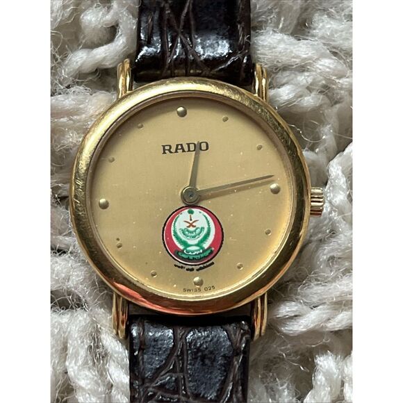 RADO Forces Military Gold Dial Black Leather Band Women's Quartz Watch / 204.359 - Picture 4 of 12